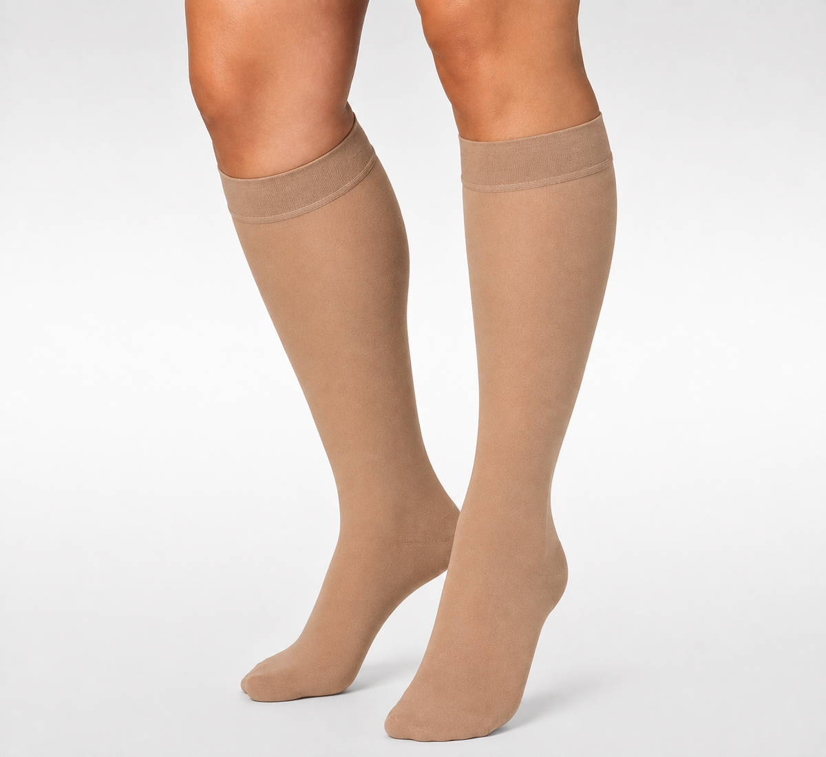 Juzo Dynamic knee-high closed-toe compression stockings in beige